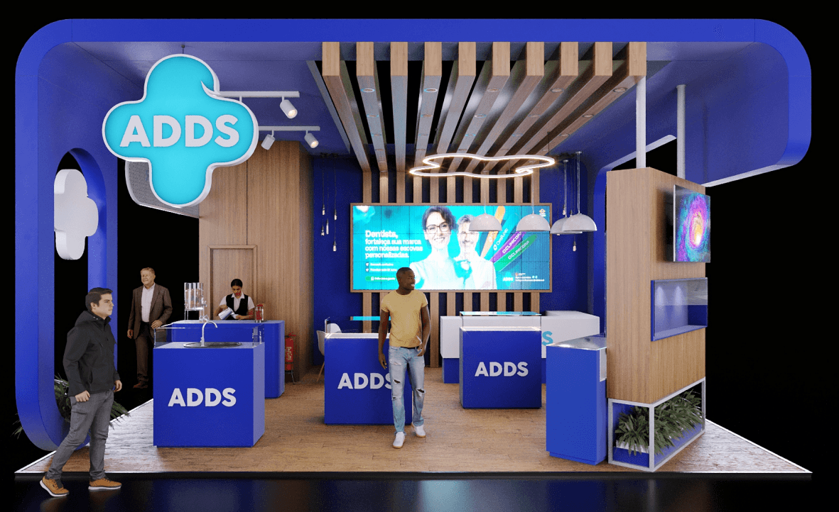 Identidade visual da ADDS em um espaço voltado a profissionais de odontologia, com a chamada 'Dentista, fortaleça sua marca com nossas escovas personalizadas'