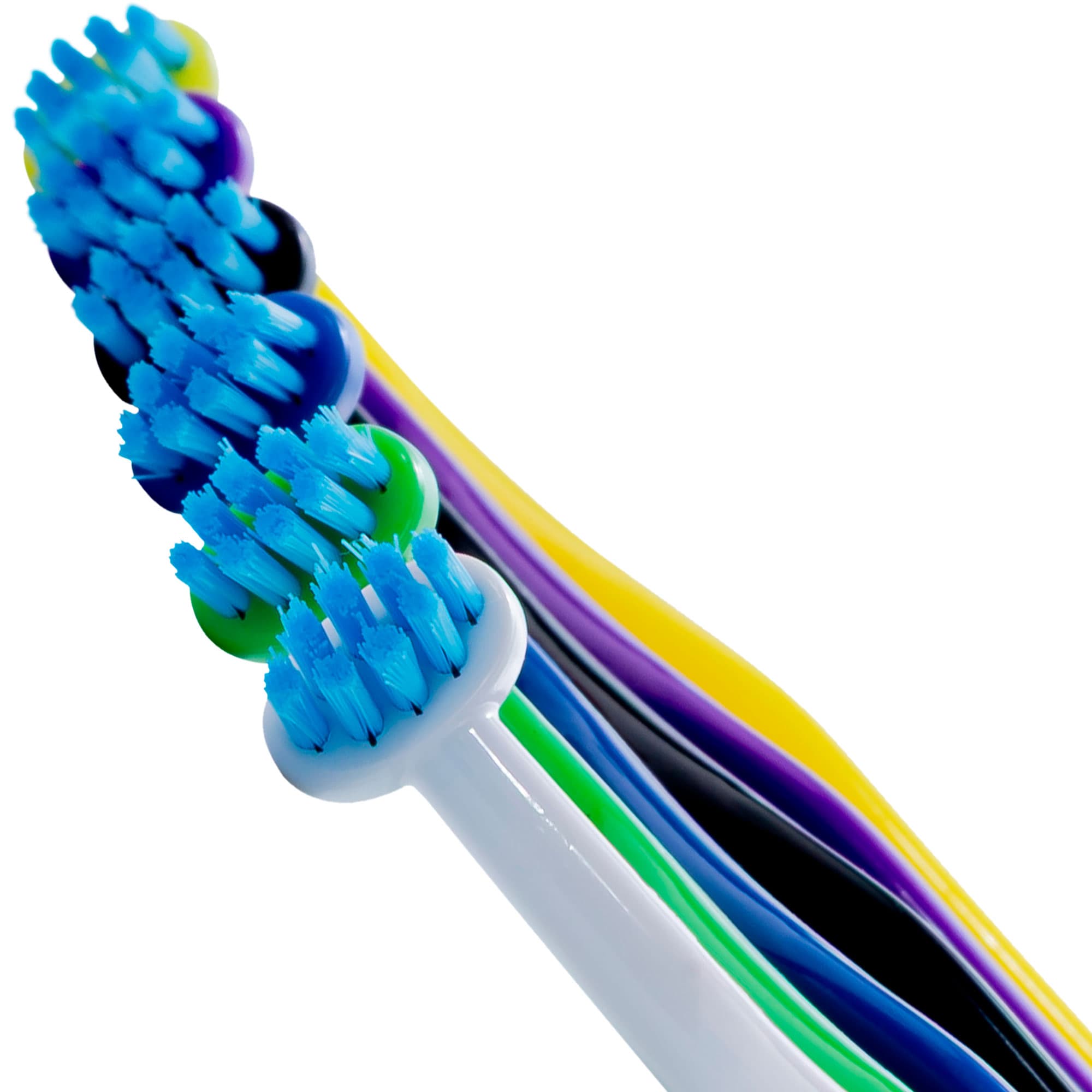 As seis cores da ADDS Implant em leque, com as cabeças e cerdas em primeiro plano